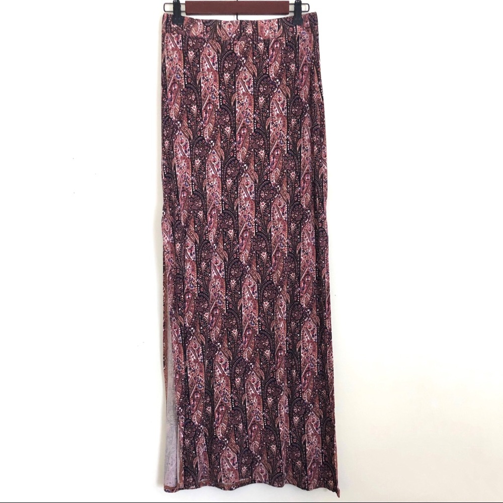 American Eagle Maxi Skirt Brown Paisley Comfortable Stretchy Soft Small - Picture 1 of 8